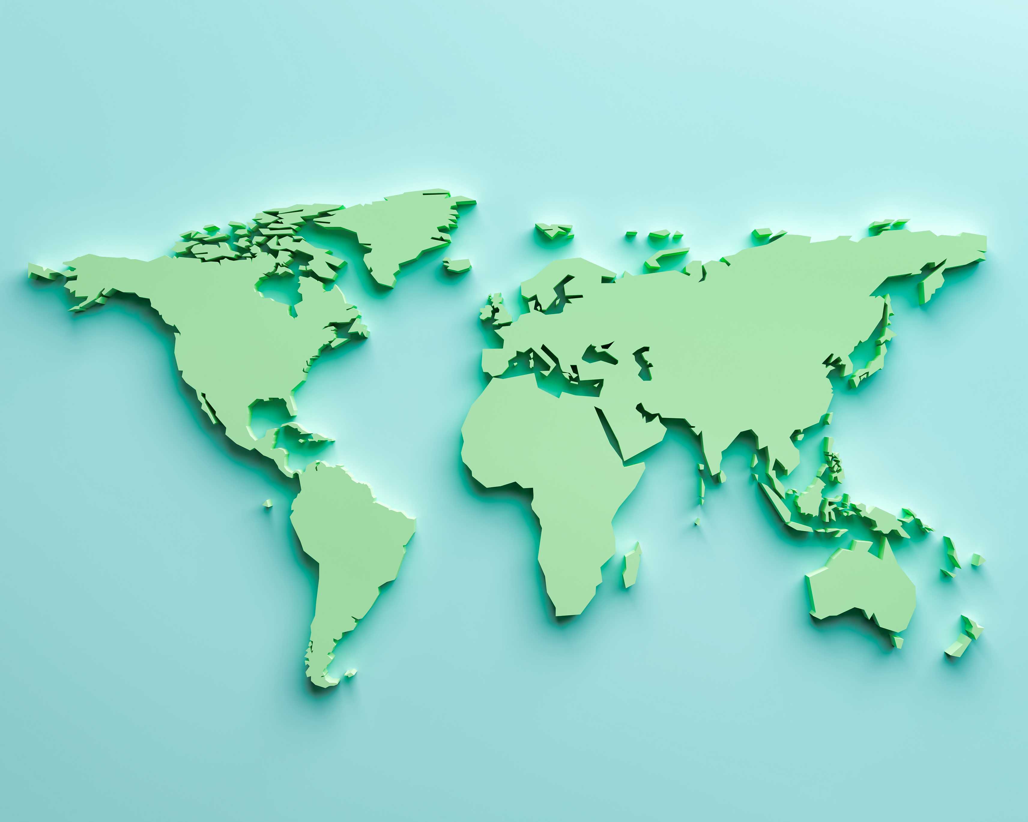 The world on a blue background